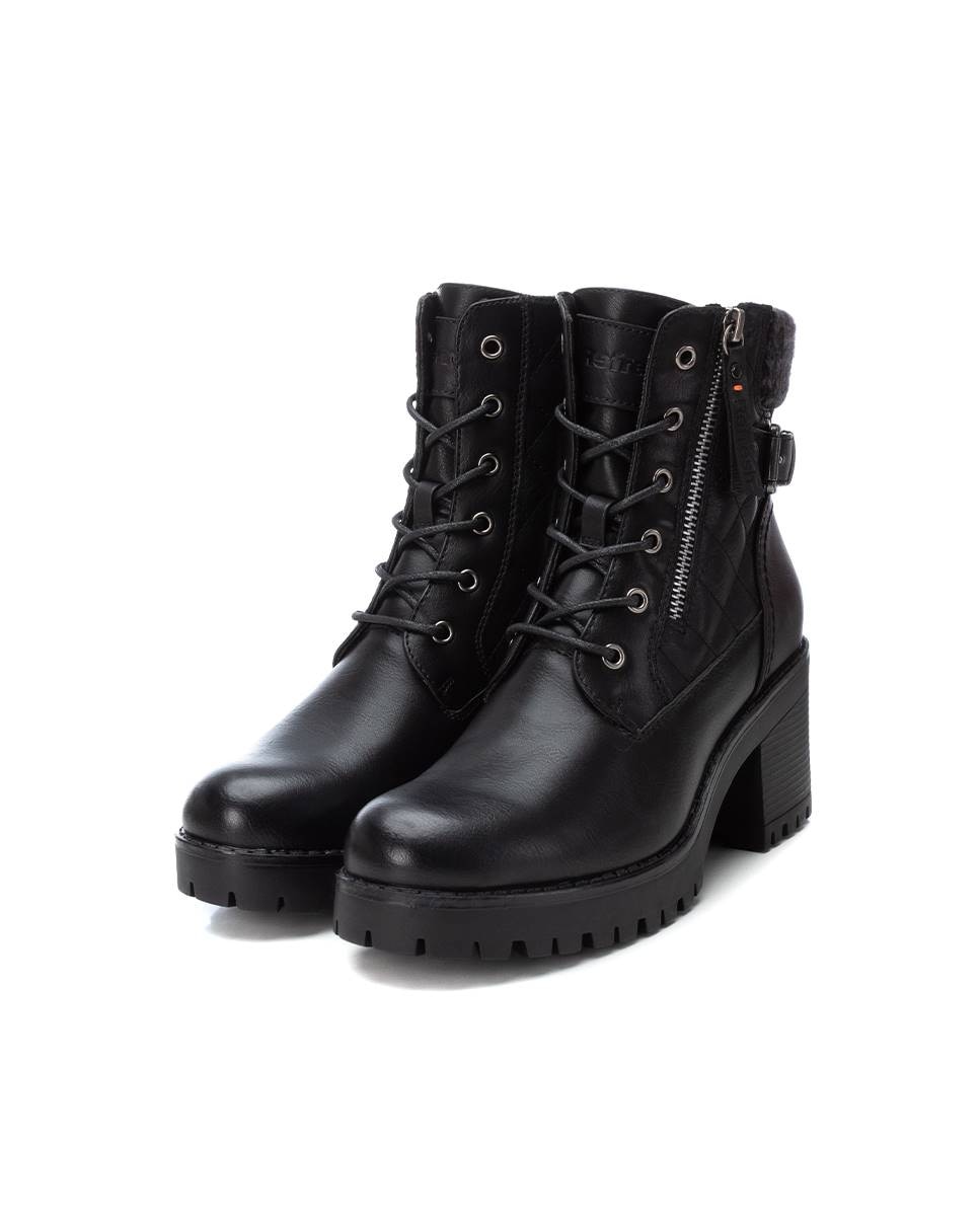 Botines de mujer con tacón ancho y cremallera - Refresh - Negro Negro-5