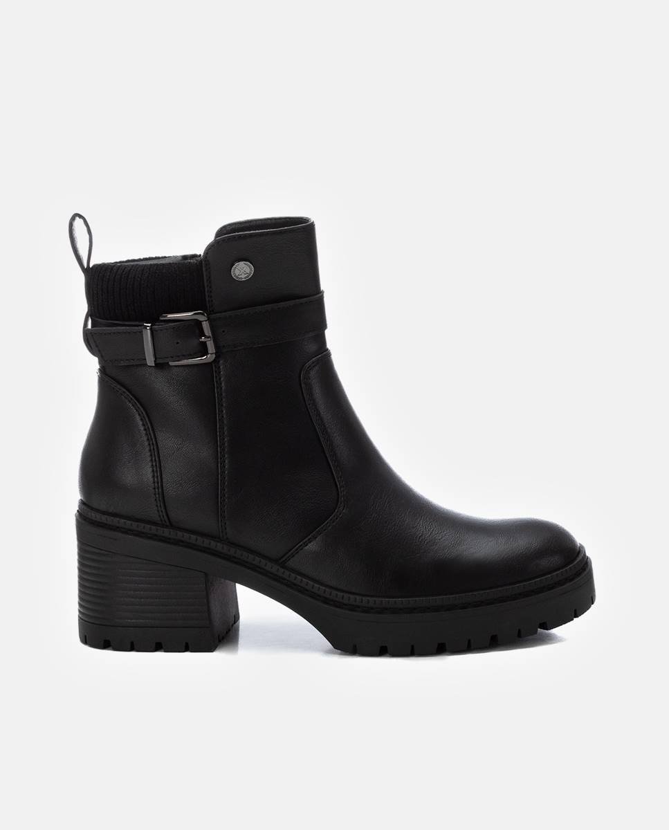 Botines de mujer sin cordones y tacón ancho - Xti - Negro Negro-1