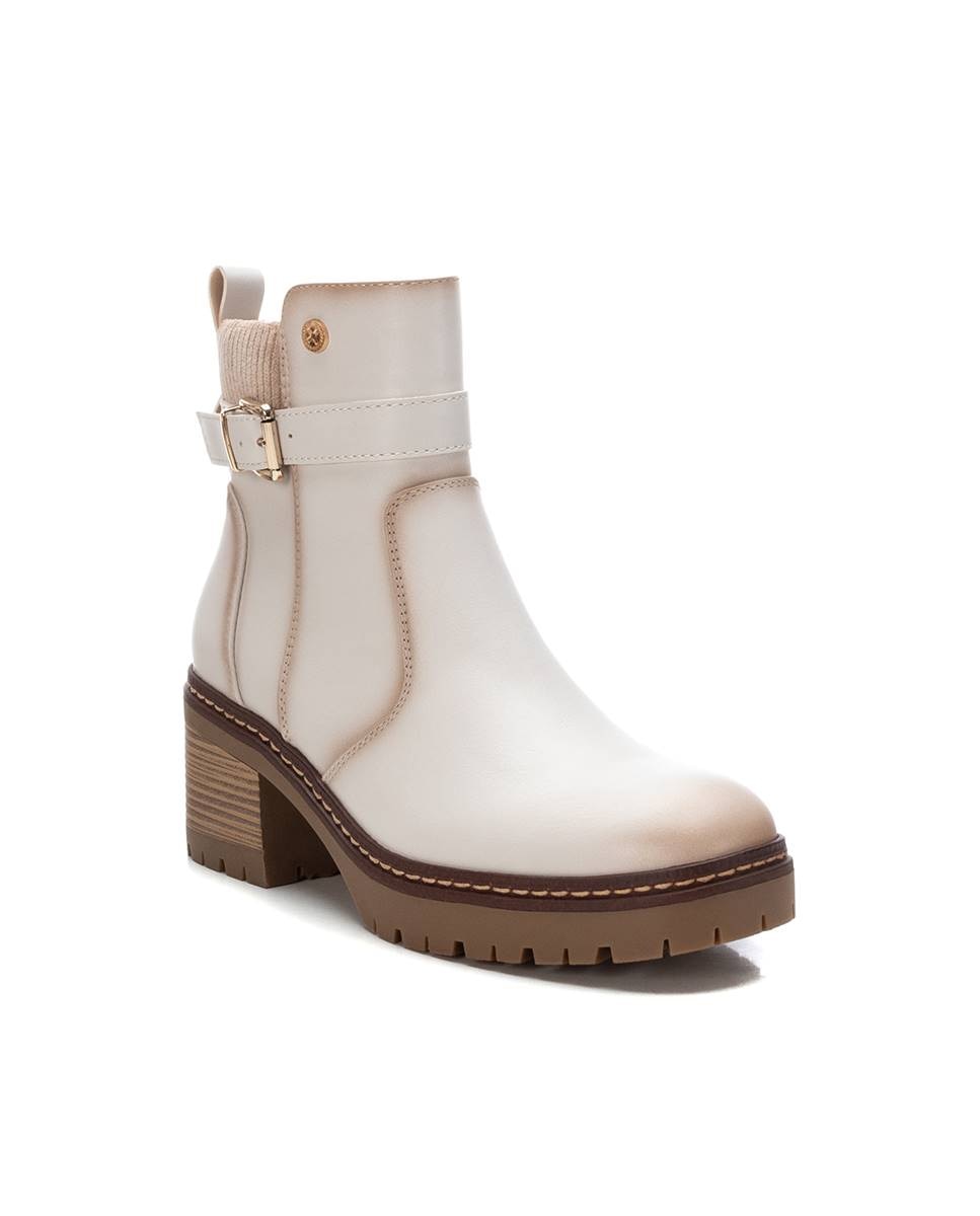 Botines básicos de mujer sin cordones y tacón ancho - Xti - Beige Beige-3
