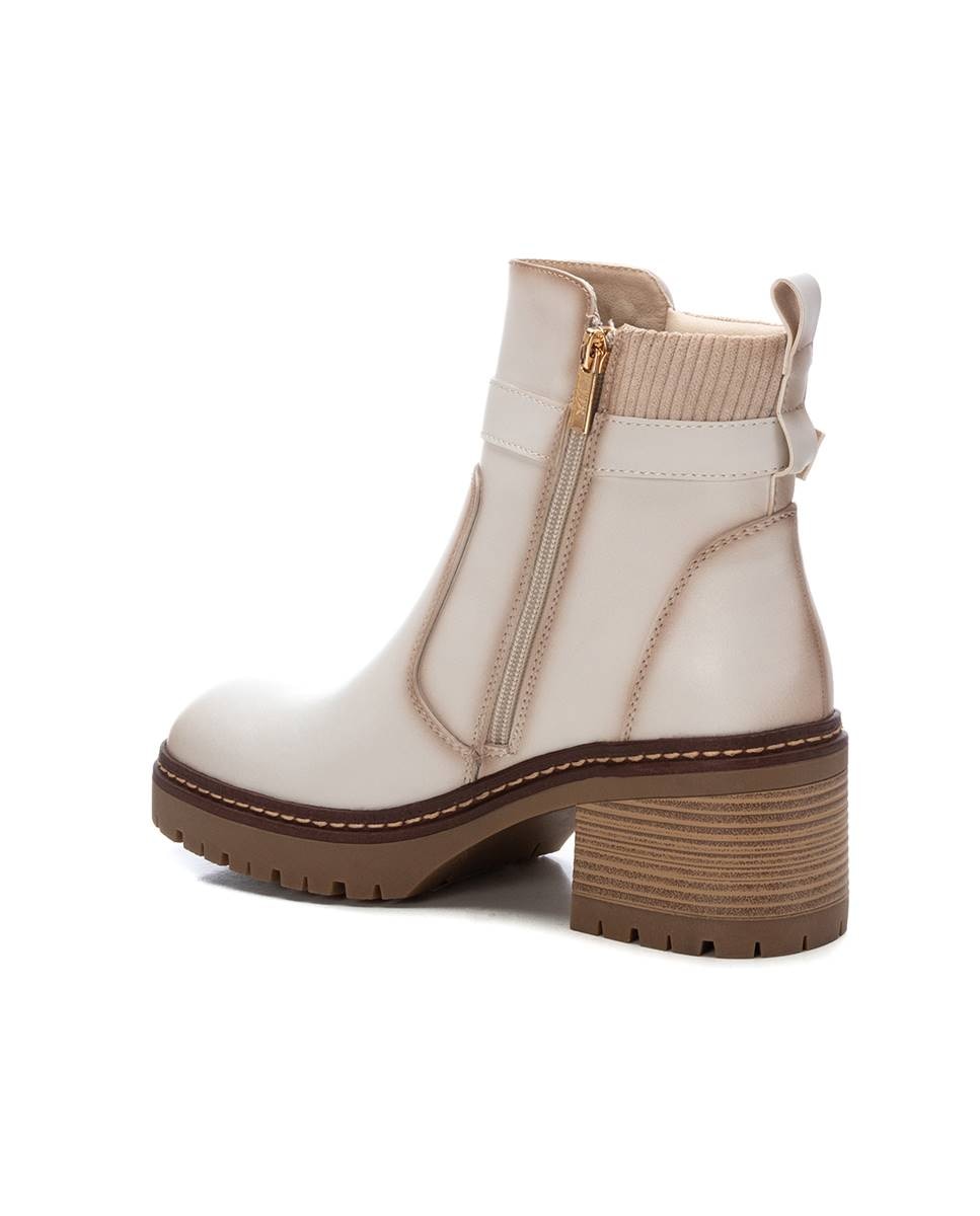 Botines básicos de mujer sin cordones y tacón ancho - Xti - Beige Beige-2