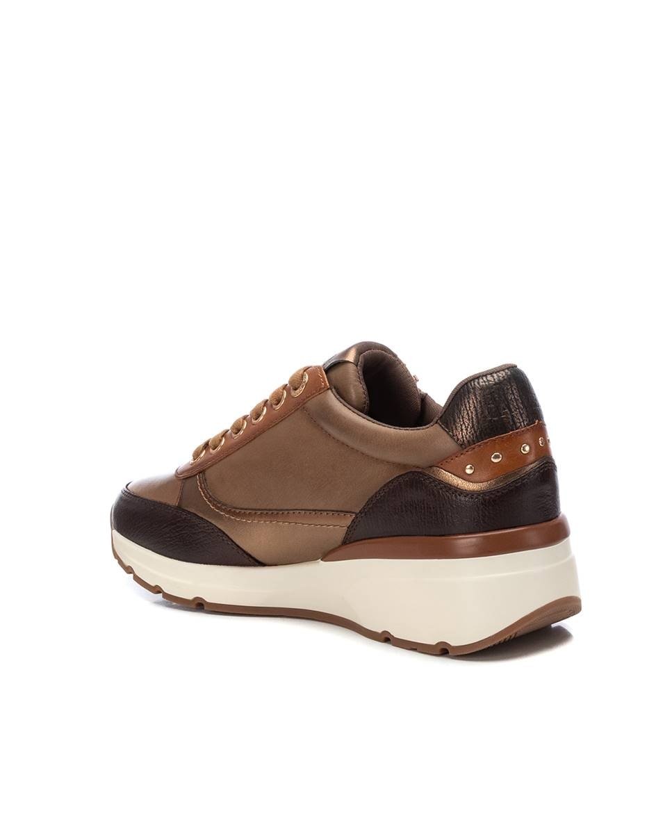 Zapatilla de mujer de piel con cordones - Carmela - Marrón Marrón-4