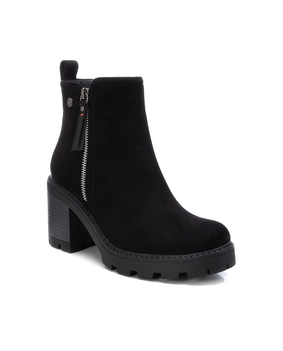 Botines de mujer con tacón ancho y cremallera - Refresh - Negro Negro-3