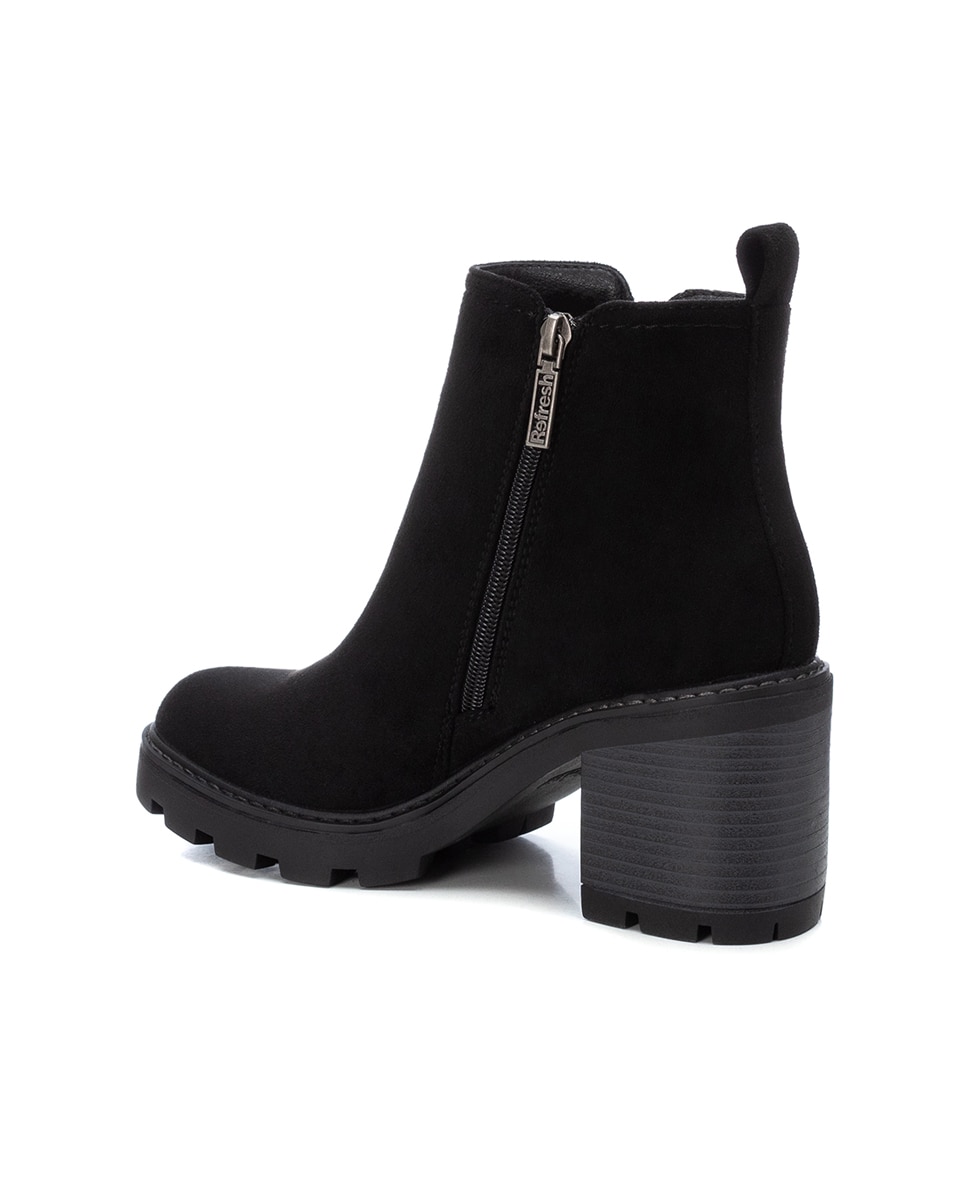 Botines de mujer con tacón ancho y cremallera - Refresh - Negro Negro-4
