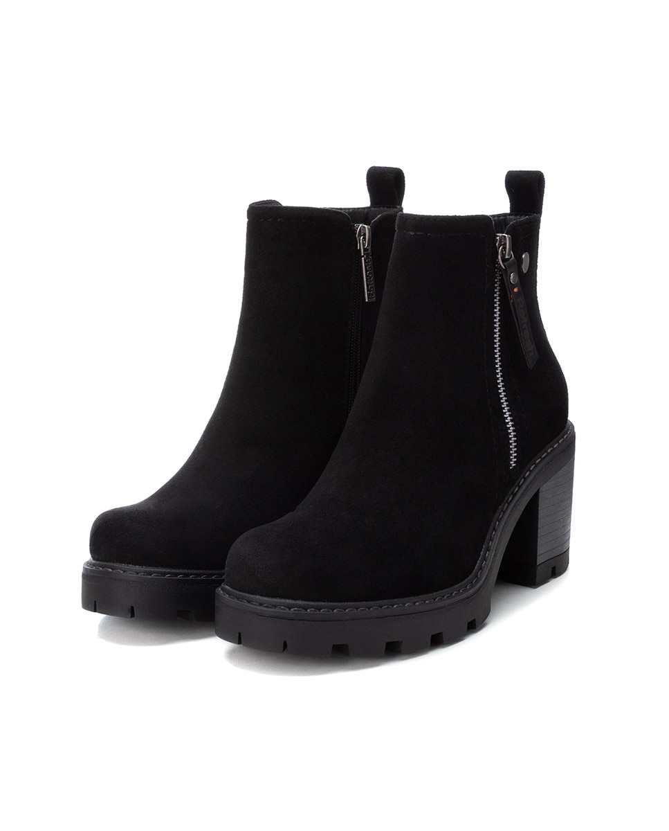 Botines de mujer con tacón ancho y cremallera - Refresh - Negro Negro-5