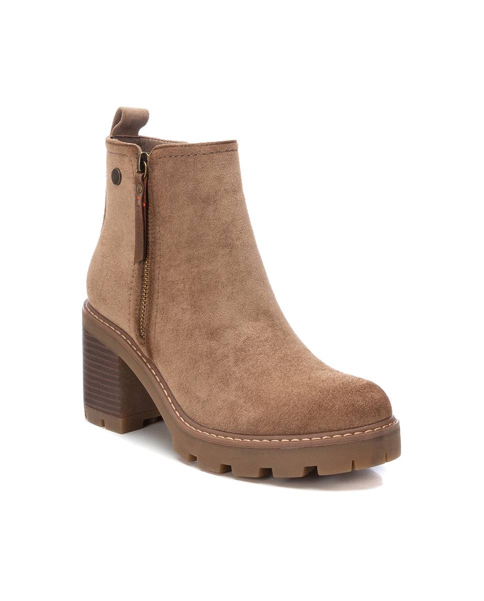Botines de mujer con tacón ancho y cremallera - Refresh - Marrón Marrón-3