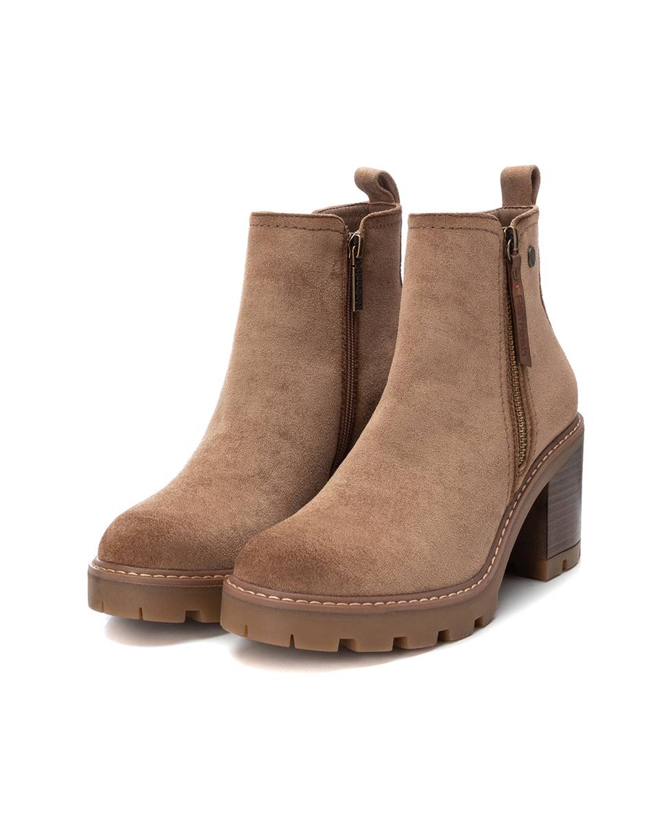 Botines de mujer con tacón ancho y cremallera - Refresh - Marrón Marrón-5