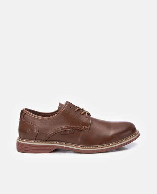 Imagen 0 de Zapatos de cordones de hombre de piel y tacón plano