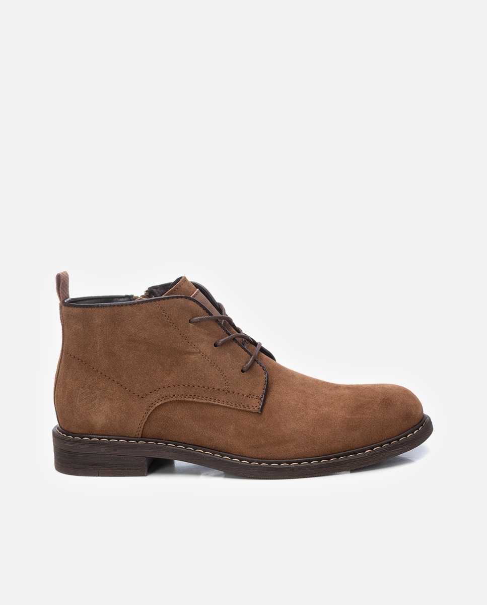 Imagen 0 de Botines de hombre de piel con cordones Camel