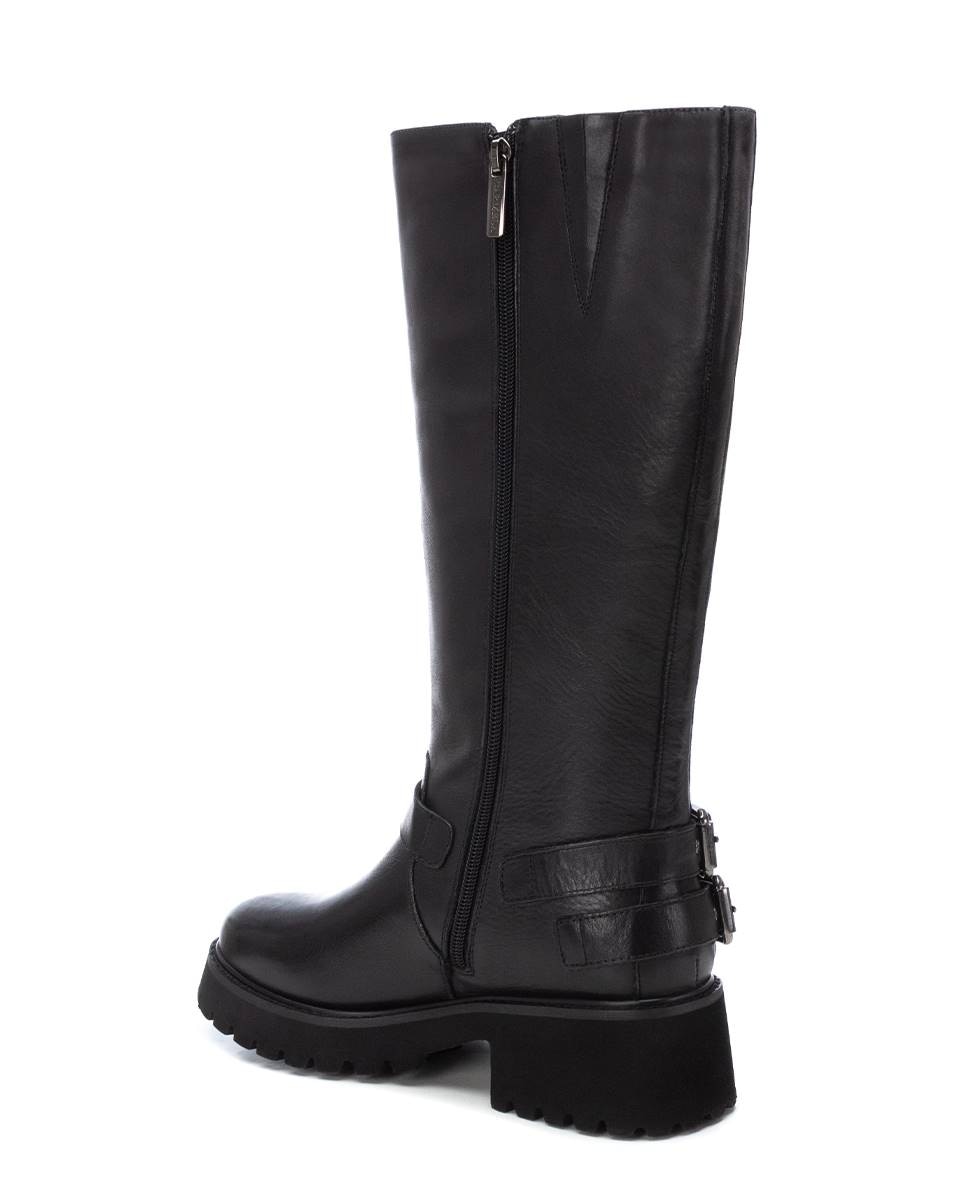 Bota de mujer con cremallera de piel - Carmela - Negro Negro-2