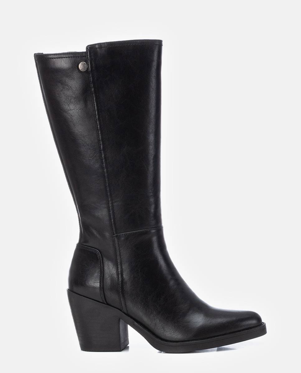Bota de mujer cowboy con cremallera lateral - Refresh - Negro Negro-1