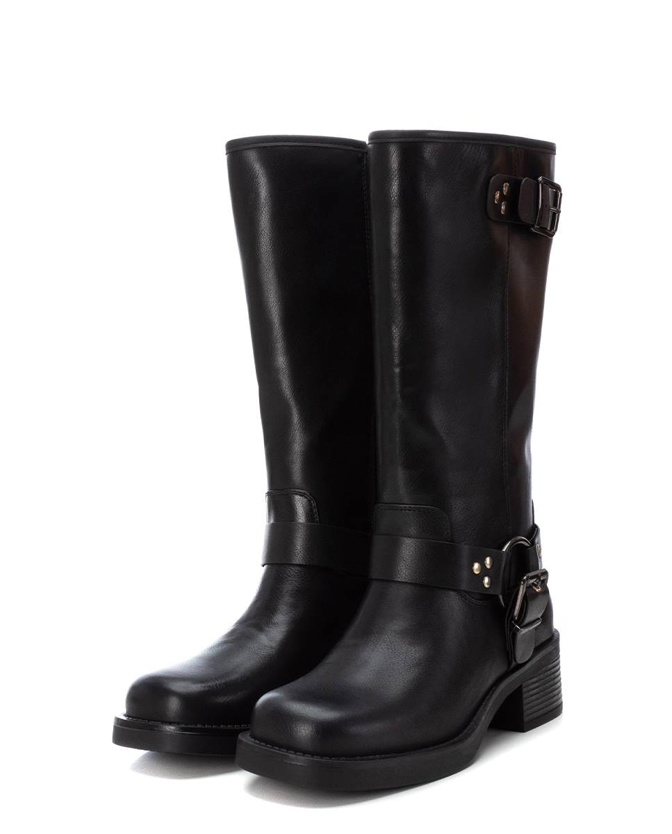 Bota de mujer motero - Negro Negro-5