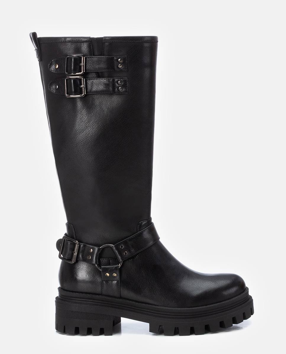 Bota de mujer motera con hebillas - Xti - Negro Negro-1