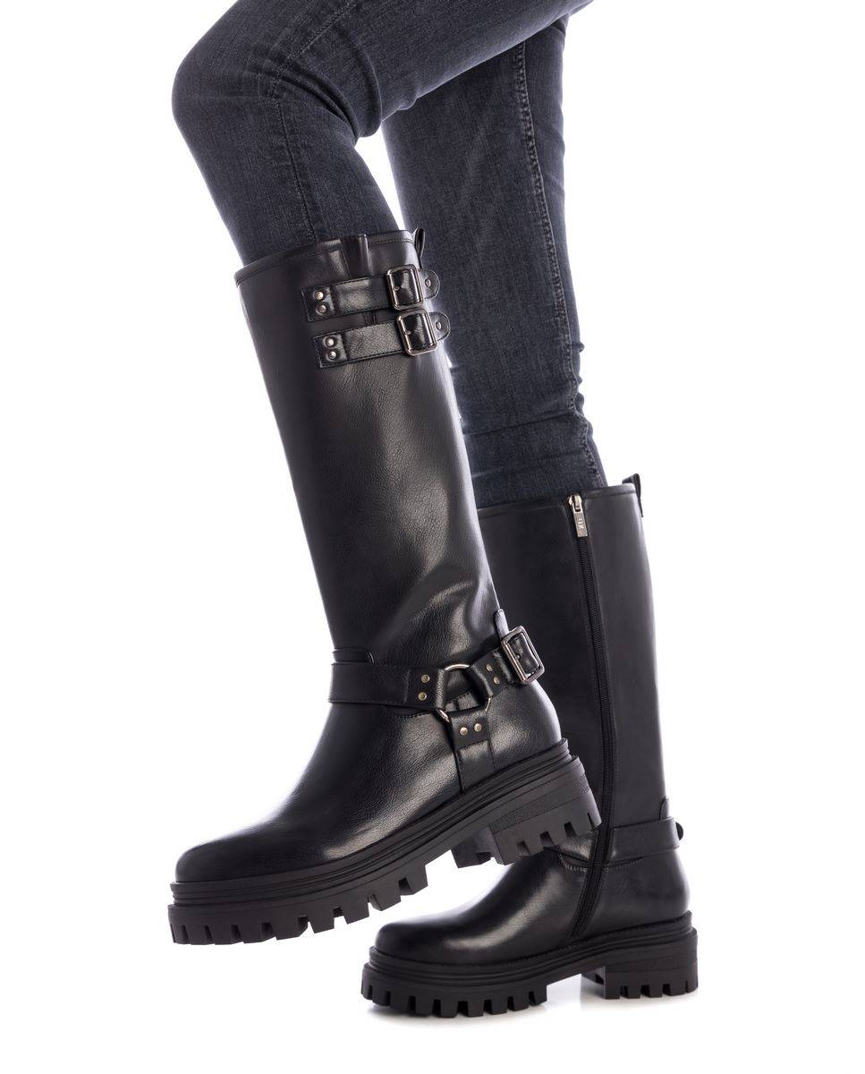 Bota de mujer motera con hebillas - Xti - Negro Negro-3