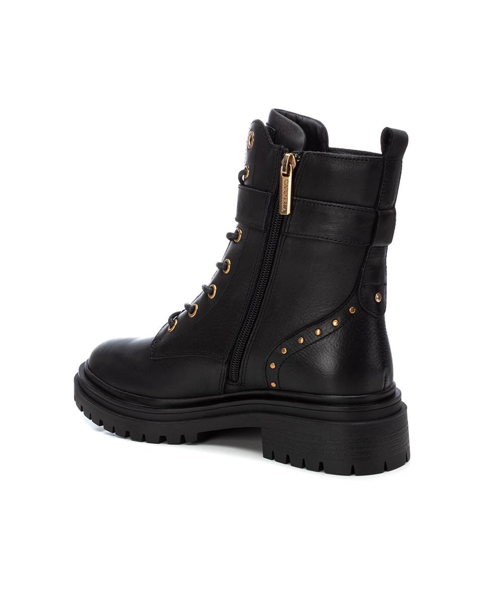 Botín de mujer con cordones de piel - Carmela - Negro Negro-4