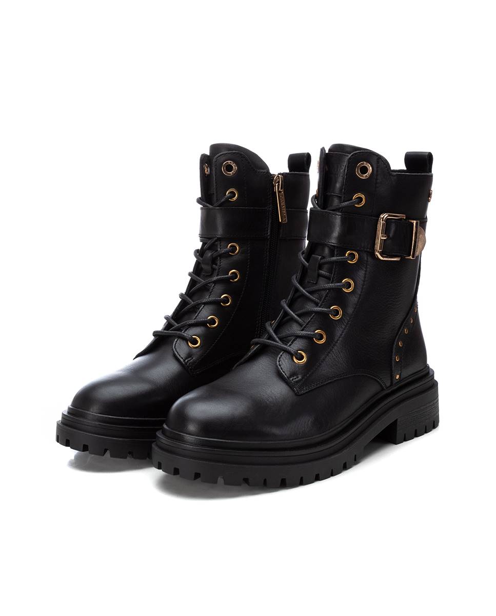 Botín de mujer con cordones de piel - Carmela - Negro Negro-5