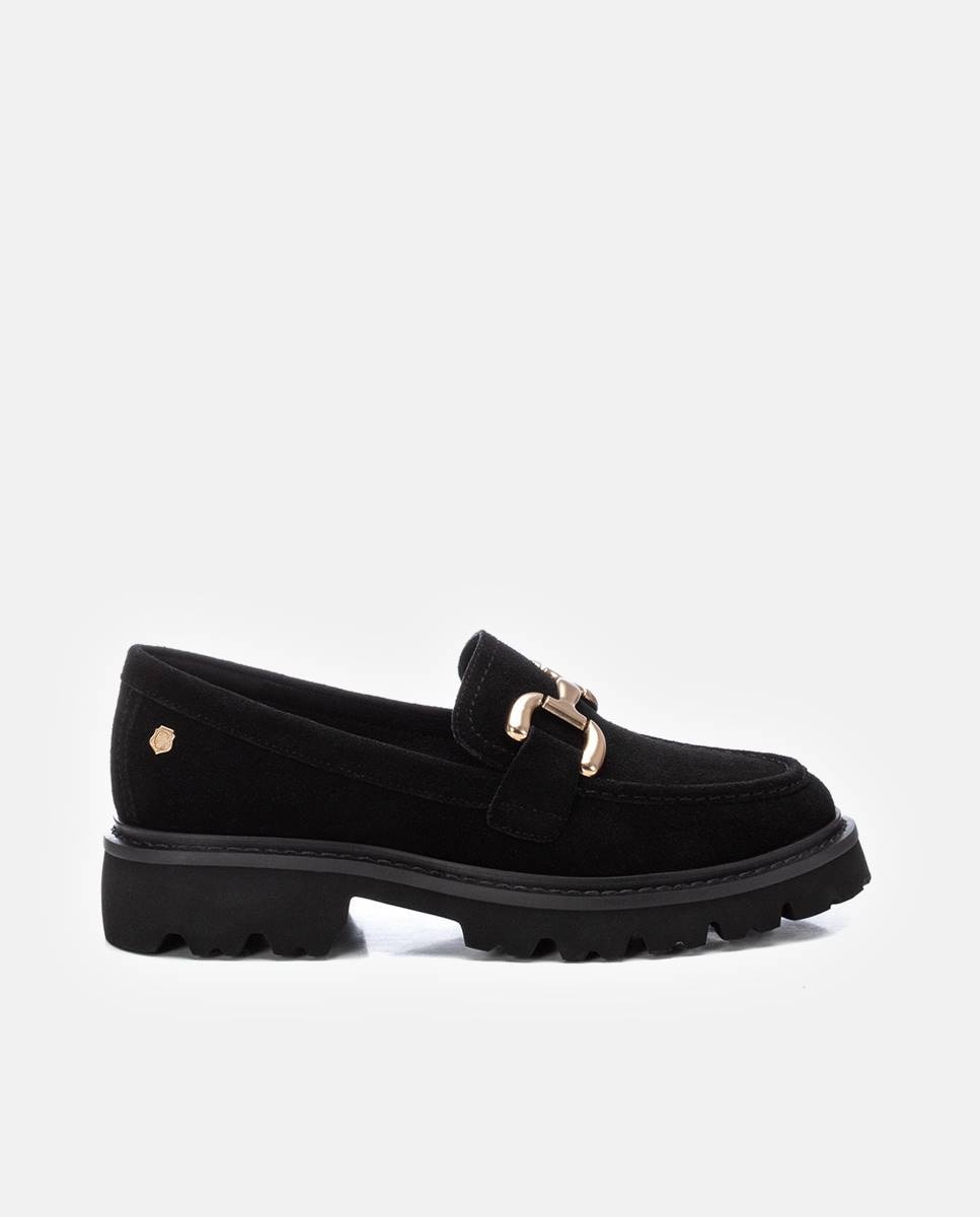 Mocasín de mujer de serraje - Carmela - Negro Negro-1