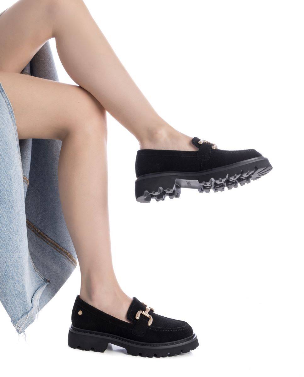 Mocasín de mujer de serraje - Carmela - Negro Negro-2