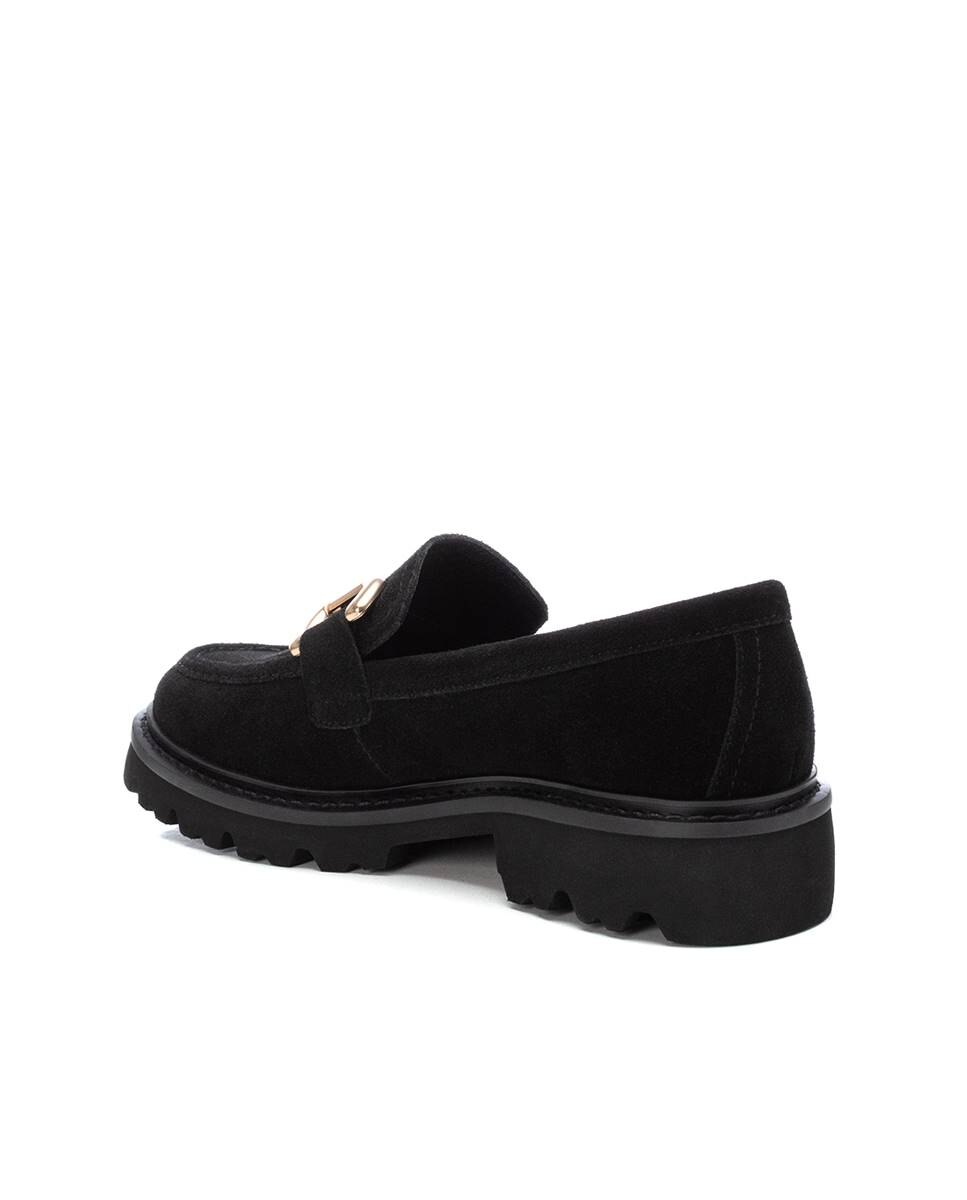 Mocasín de mujer de serraje - Carmela - Negro Negro-4