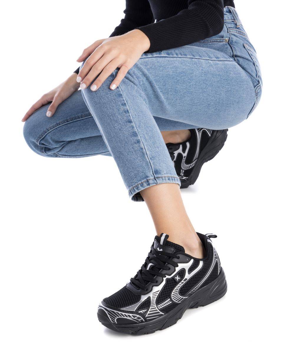 Zapatilla de mujer con cordones - Xti - Negro Negro-2