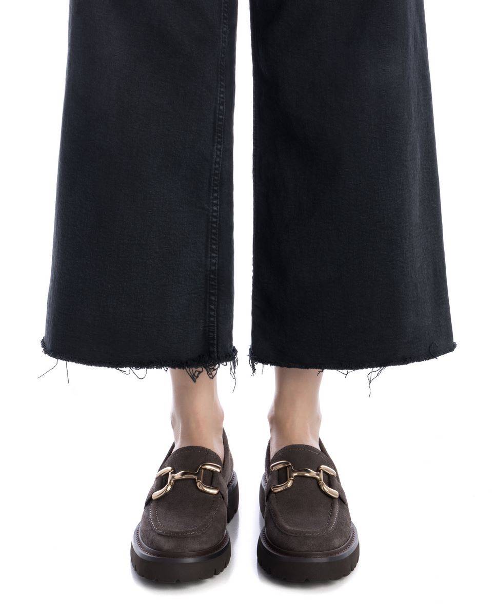 Mocasín de mujer de serraje - Carmela - Gris Gris-2