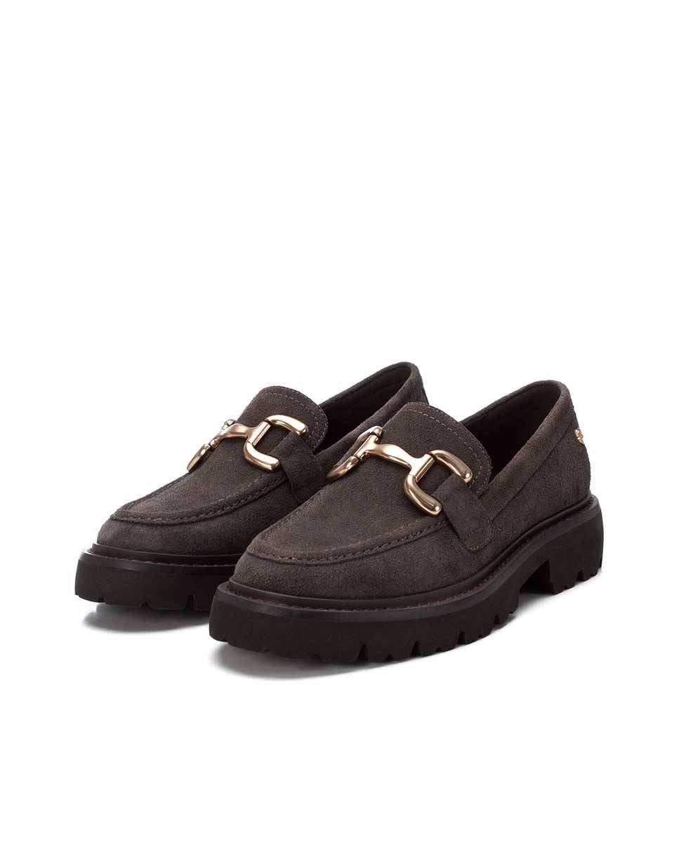 Mocasín de mujer de serraje - Carmela - Gris Gris-5