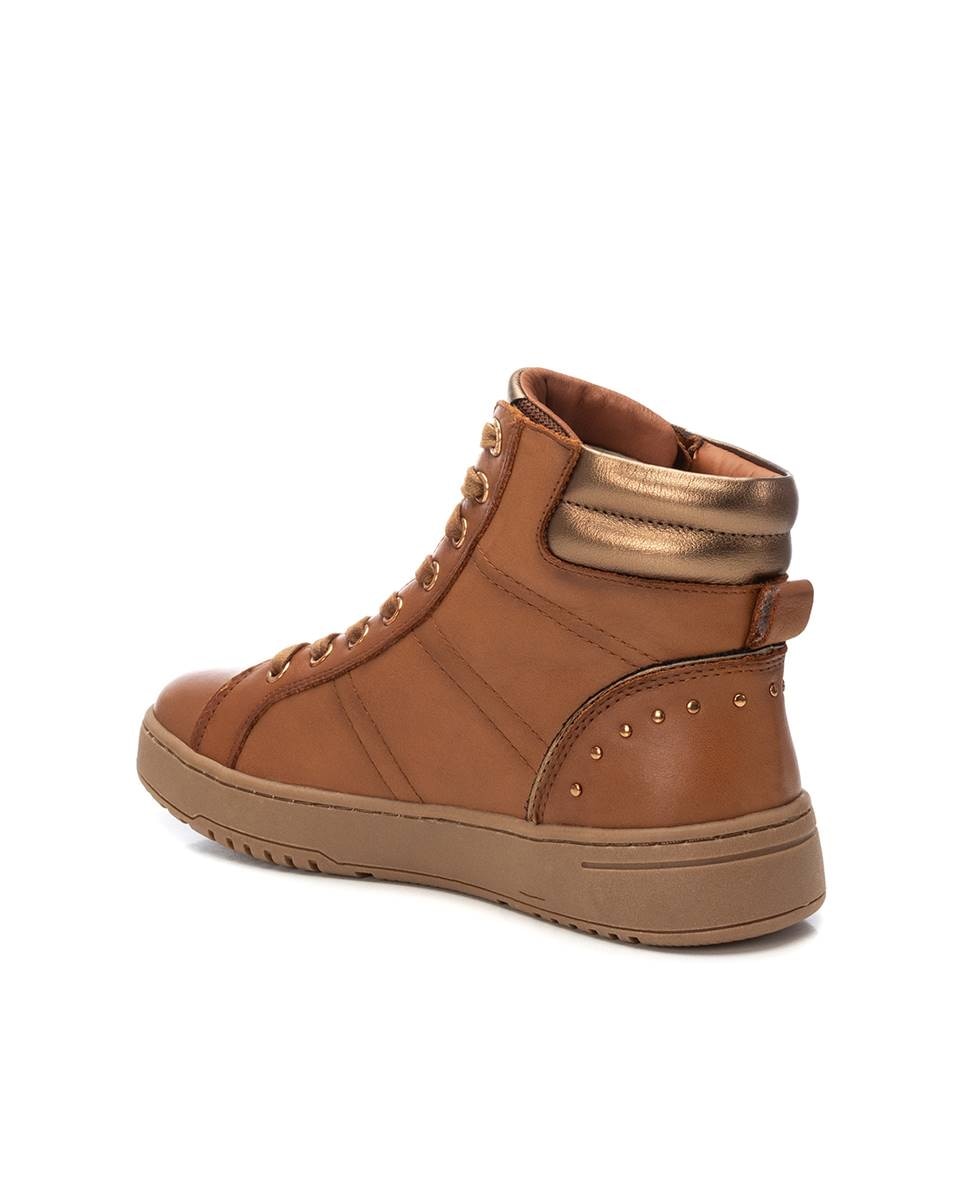 Botines de mujer con cordones de piel - Carmela - Camel Camel-4