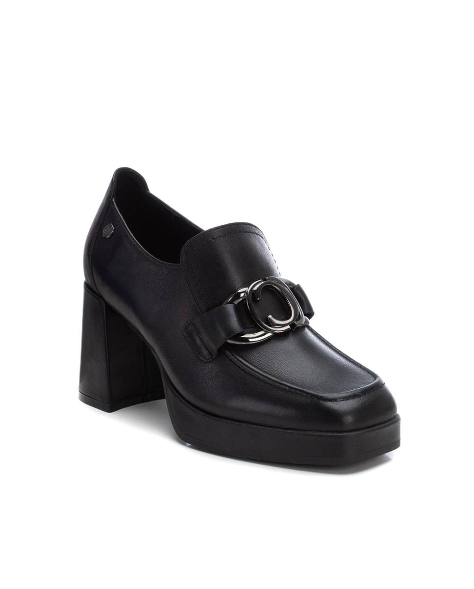 Mocasín de mujer de piel con tacón - Carmela - Negro Negro-3