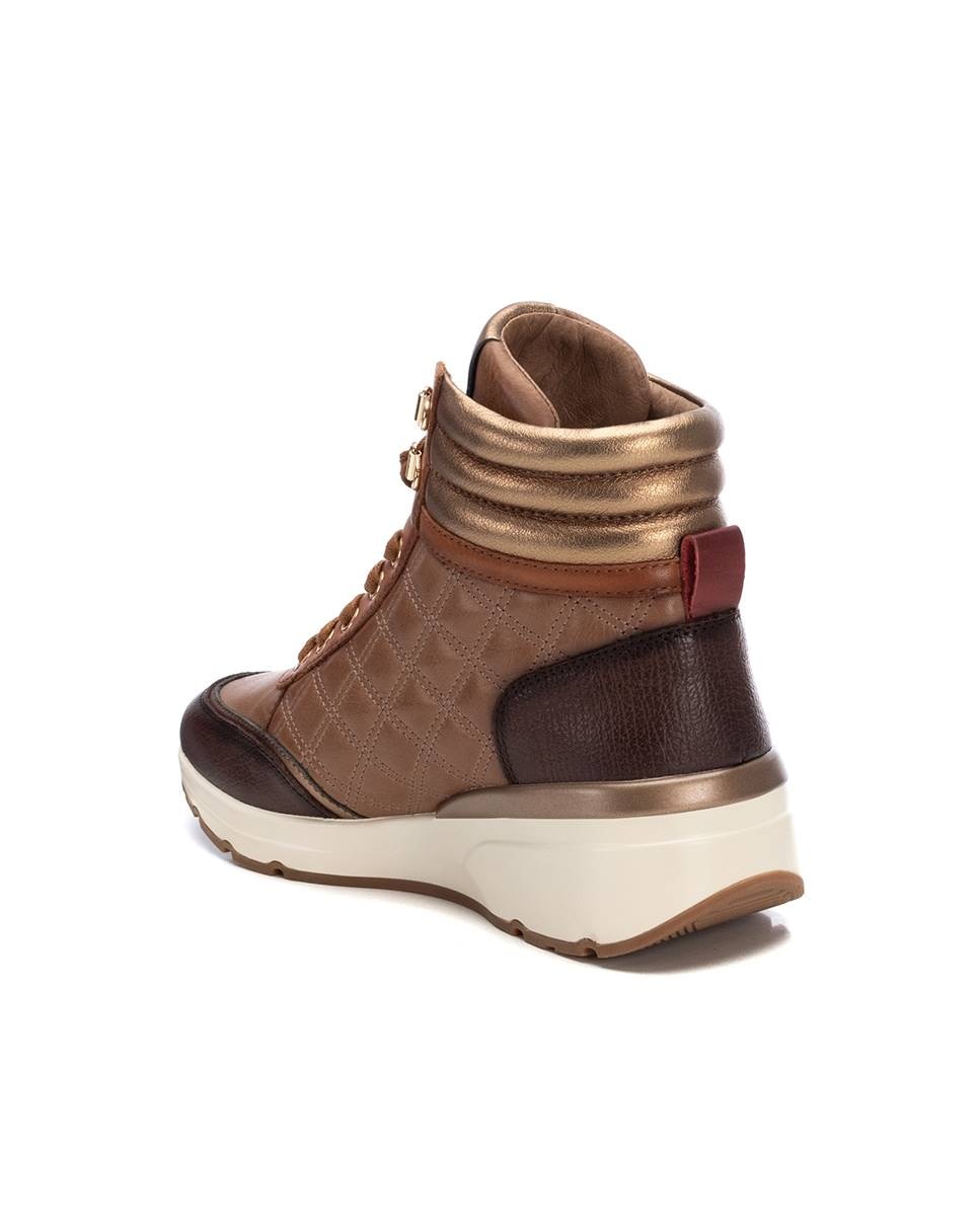 Botines de mujer de piel con cuña y cordones - Carmela - Marrón Marrón-2