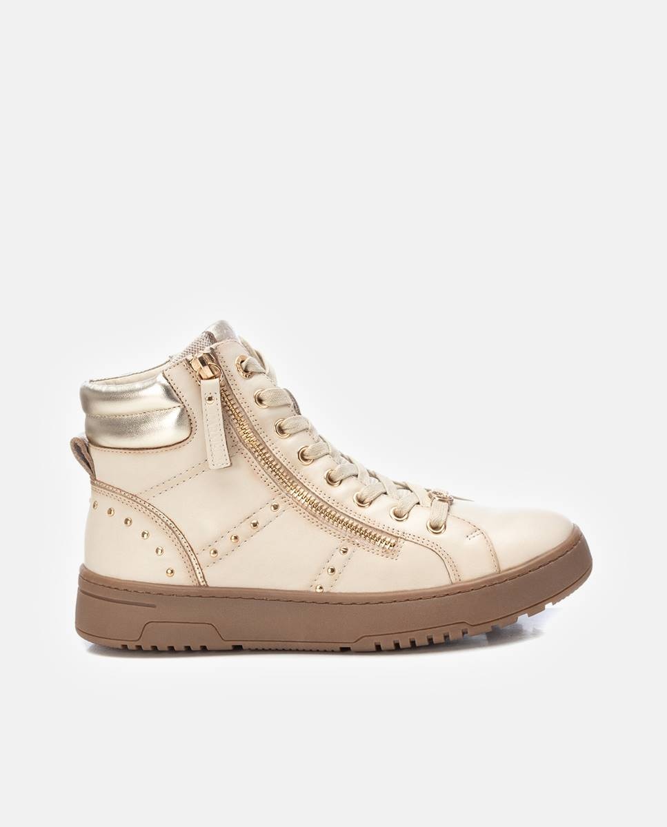 Botines de mujer con cordones de piel - Carmela - Blanco Blanco-1