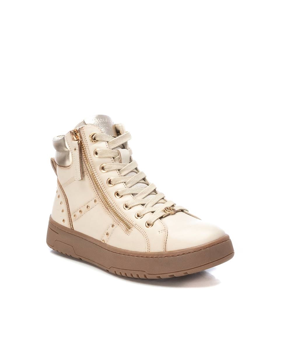 Botines de mujer con cordones de piel - Carmela - Blanco Blanco-3