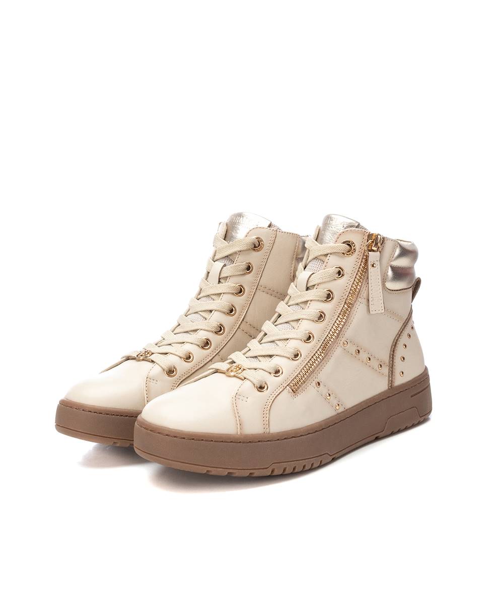 Botines de mujer con cordones de piel - Carmela - Blanco Blanco-5