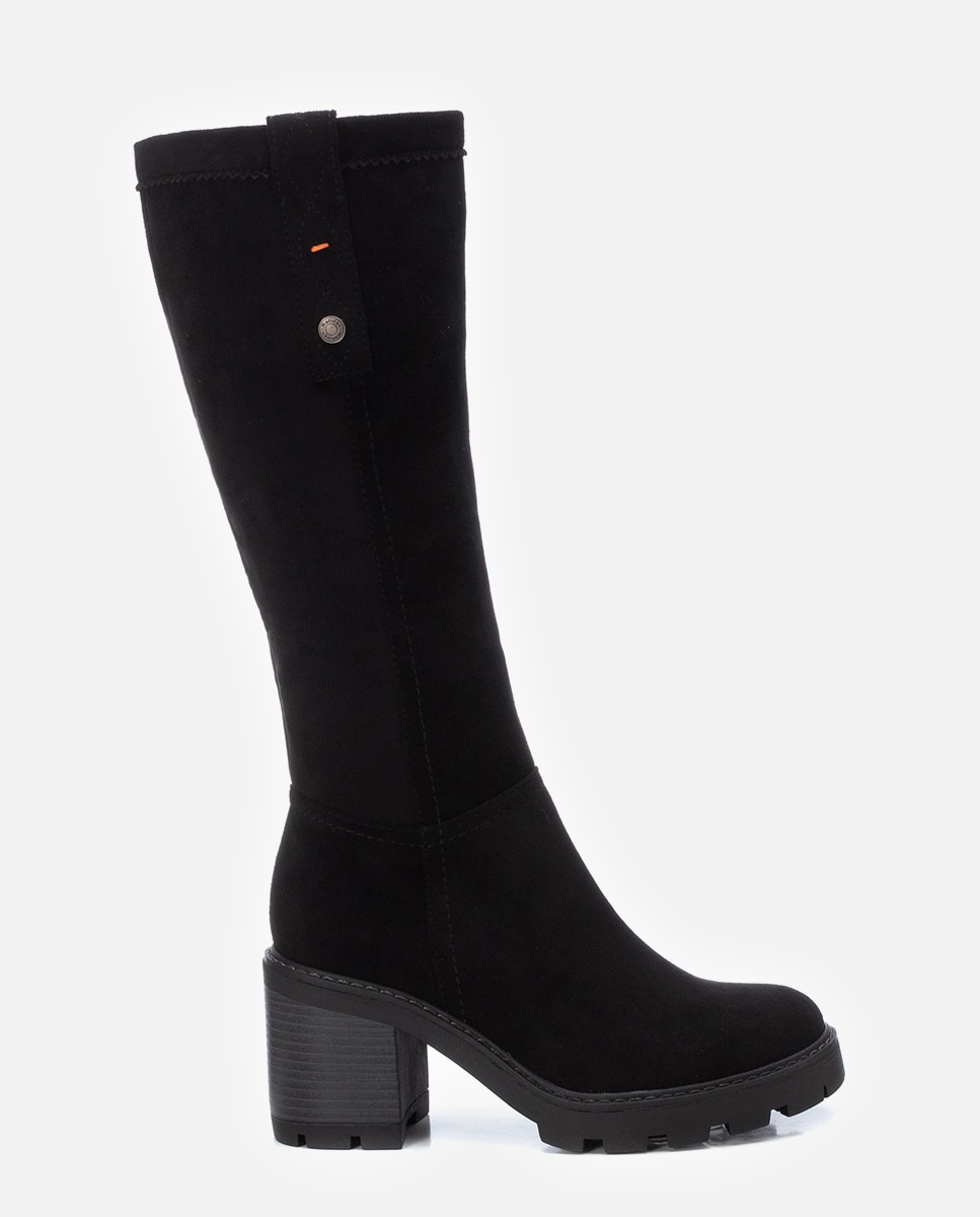 Bota de mujer elástica con tacón ancho - Refresh - Negro Negro-1