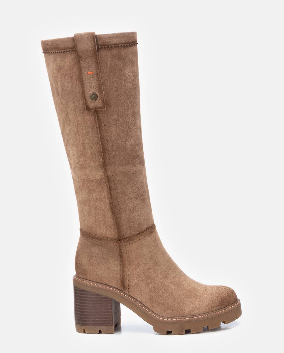 Bota de mujer elástica con tacón ancho - Refresh - Marrón Marrón-1
