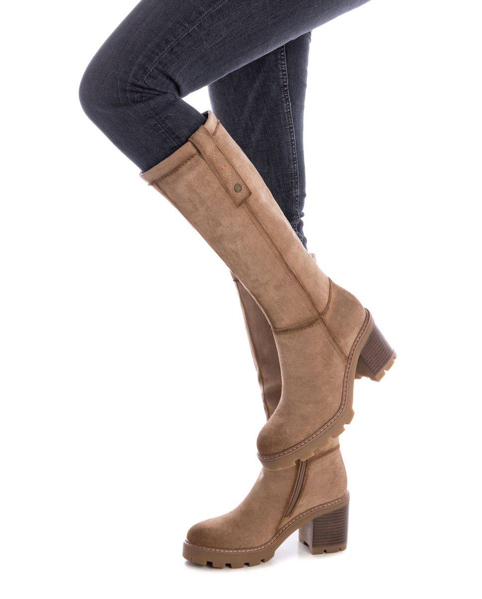 Bota de mujer elástica con tacón ancho - Refresh - Marrón Marrón-2
