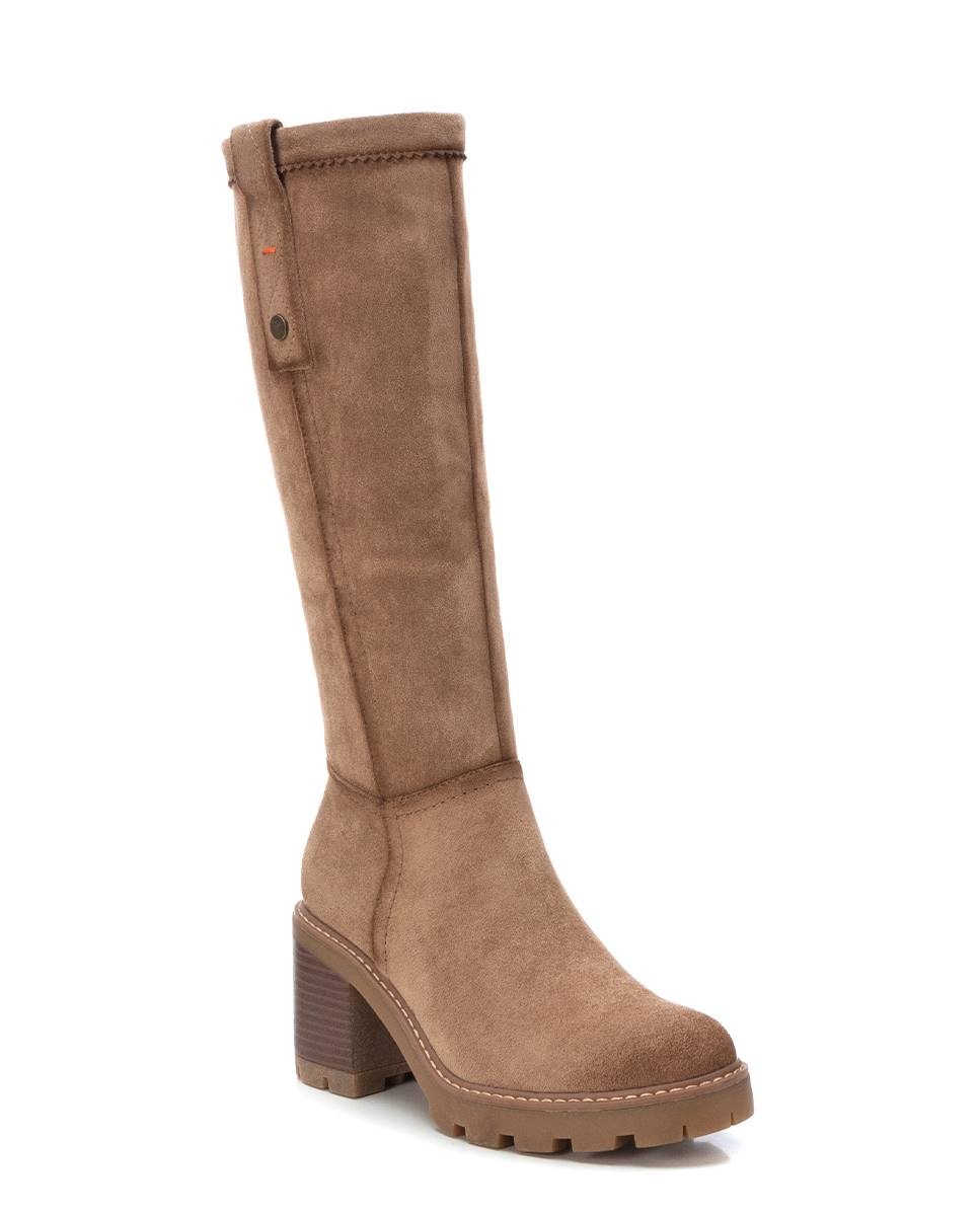 Bota de mujer elástica con tacón ancho - Refresh - Marrón Marrón-3