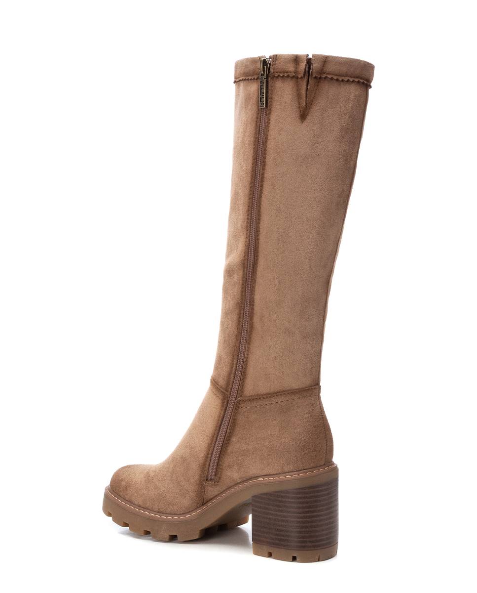 Bota de mujer elástica con tacón ancho - Refresh - Marrón Marrón-4