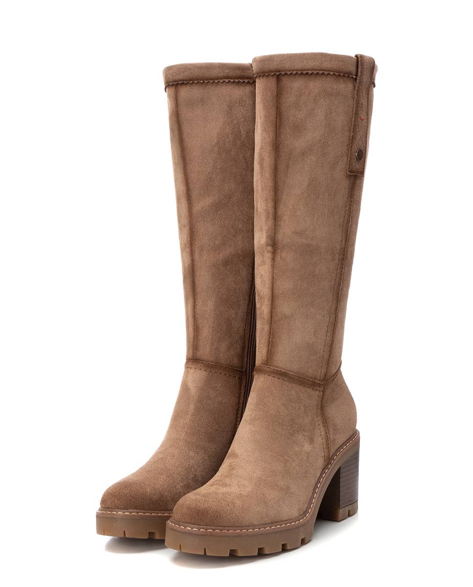 Bota de mujer elástica con tacón ancho - Refresh - Marrón Marrón-5