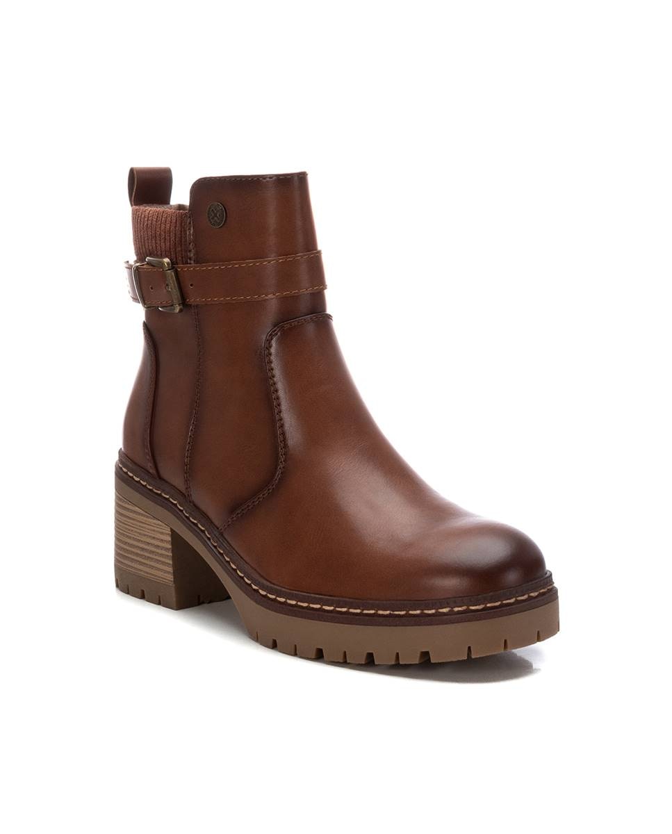Botines de mujer sin cordones y tacón ancho - Xti - Camel Camel-3