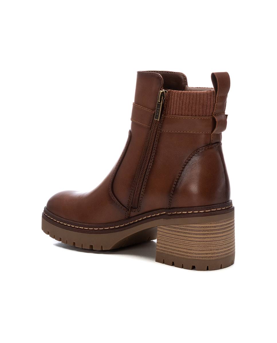 Botines de mujer sin cordones y tacón ancho - Xti - Camel Camel-2