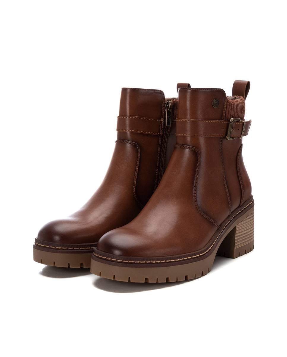 Botines de mujer sin cordones y tacón ancho - Xti - Camel Camel-4
