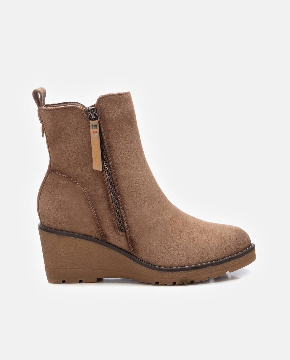 Botines de mujer con cuña y cremallera - Refresh - Marrón Marrón-1