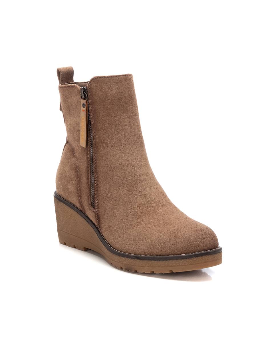 Botines de mujer con cuña y cremallera - Refresh - Marrón Marrón-3