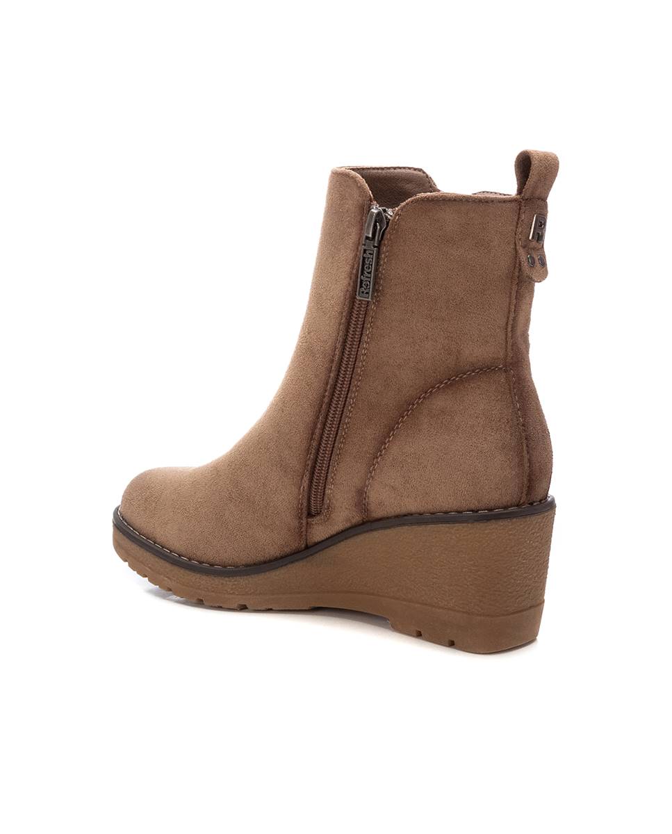 Botines de mujer con cuña y cremallera - Refresh - Marrón Marrón-4