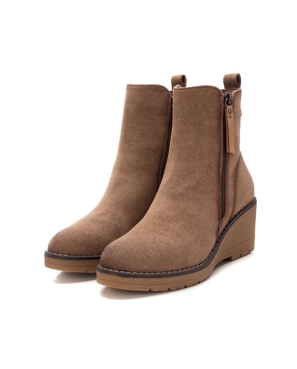 Botines de mujer con cuña y cremallera - Refresh - Marrón Marrón-5