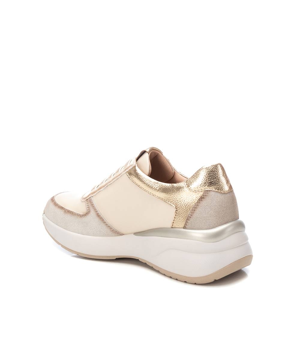 Zapatilla de mujer con cordones metalizada - Xti - Beige Beige-4