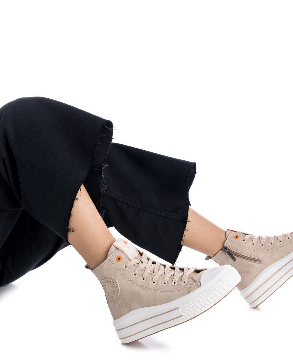 Botines de mujer deportivos con puntera de goma - Refresh - Beige Beige-2
