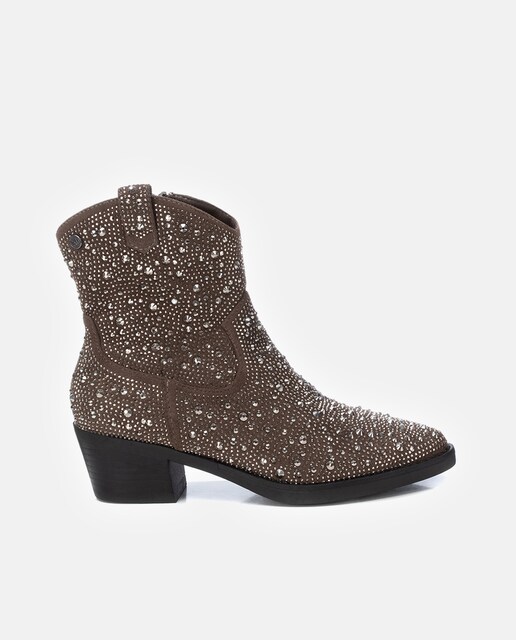 Imagen 0 de Botines de mujer metalizados con glitter y cremallera lateral