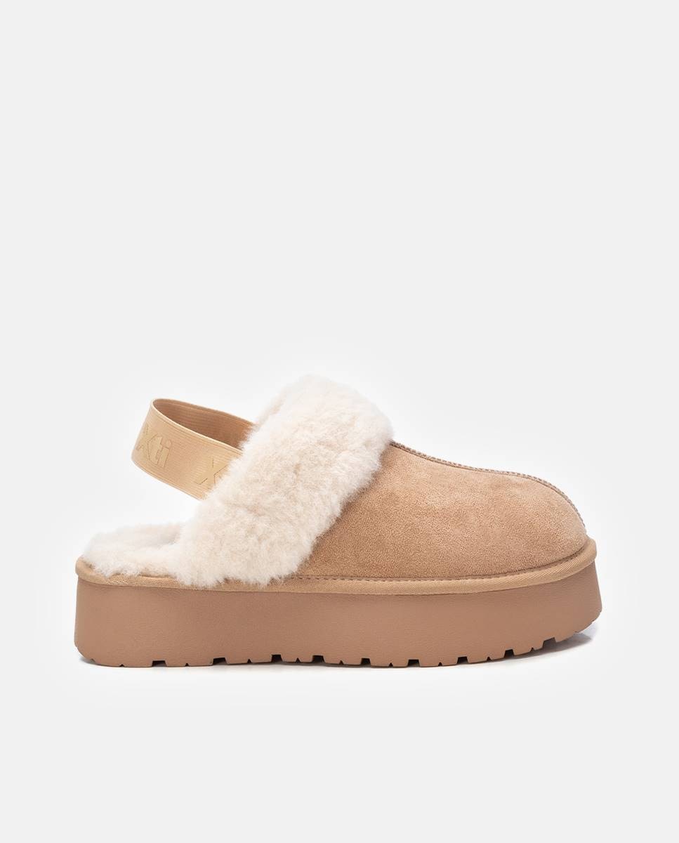 Zapatilla de mujer australiana con pelo interior - Xti - Beige Beige-1