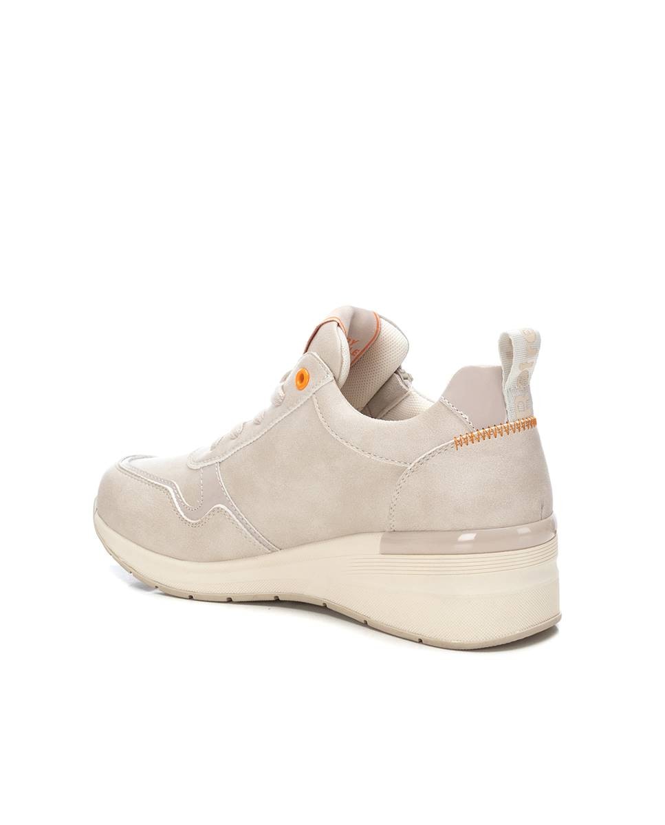 Zapatilla de mujer con cordones y cuña - Refresh - Blanco Blanco-4