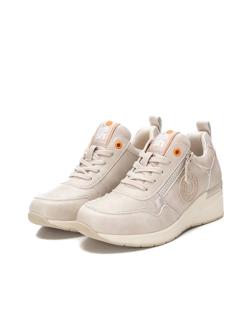 Zapatilla de mujer con cordones y cuña - Refresh - Blanco Blanco-5
